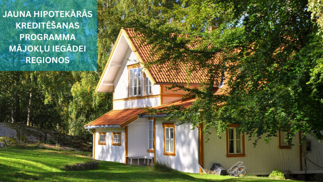 Attēls ar māju laukos un informāciju par atbalstu
