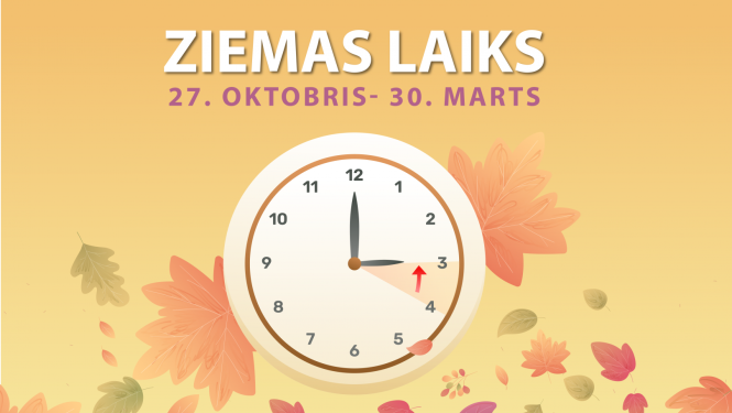 Ziemas laiks bšus pēkā no 27.oktobra līdz 2025.gada 30.martam