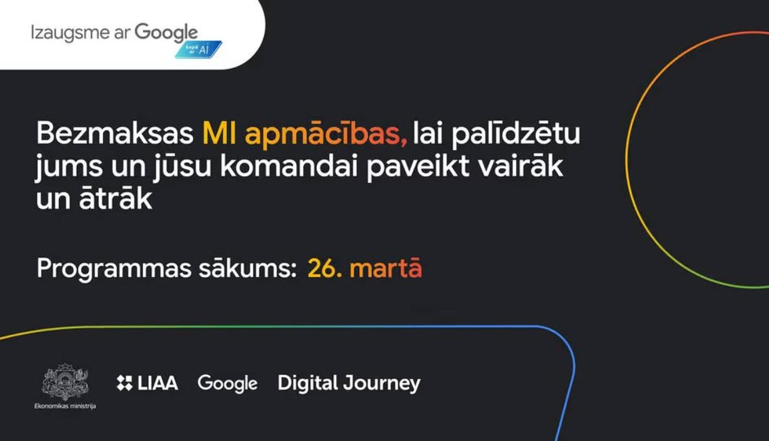 bezmaksas MI apmācību informatīvais plakāts