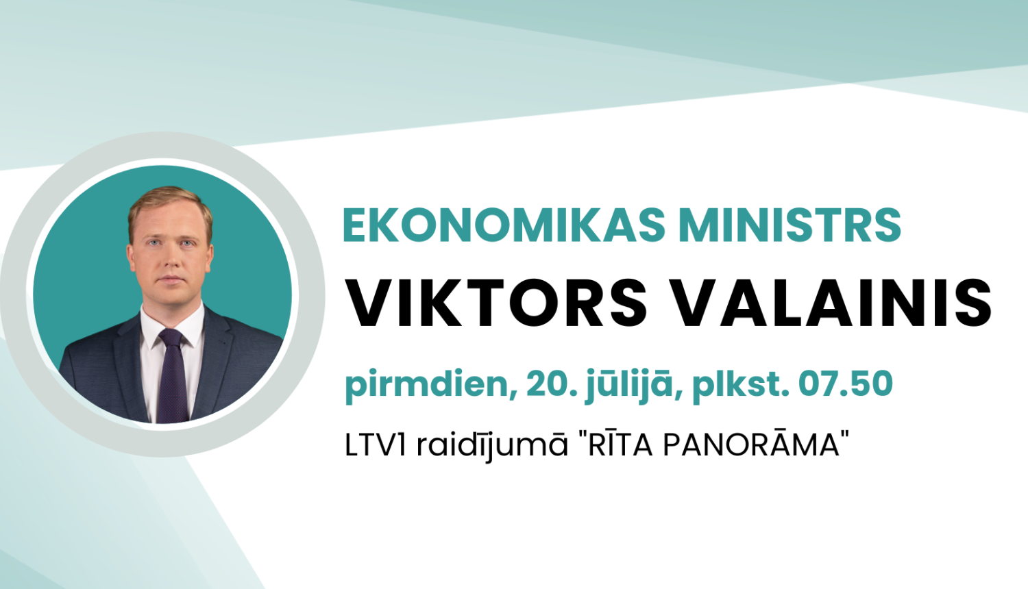 Ekonomikas ministrs Viktors Valainis piedalās raidījumā