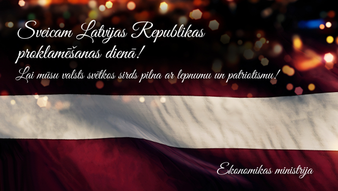 18.novembra vizuālis ar plīvojošu karogu