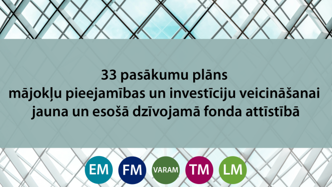 Uzraksts - 33 pasākumu plāns  mājokļu pieejamības veicināšanai