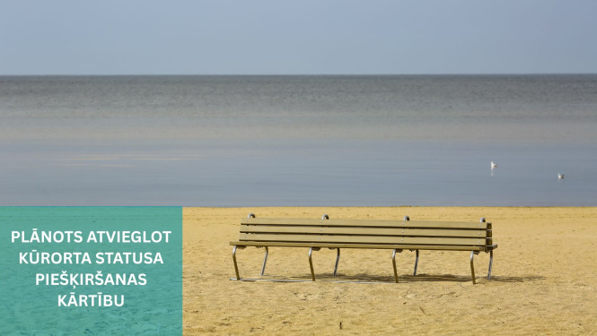 Pludmale ar soliņu un informāciju par atvieglotu kūrorta statusa iegūšanas kārtību