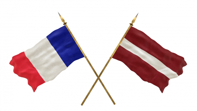 Latvijas un Francijas karogs