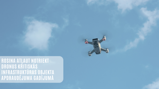 Drons un uzraksts par  atbalstīto EM iniciatīvu