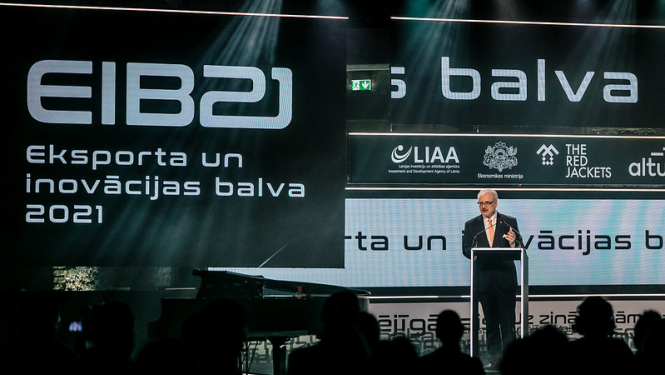 Latvijas Republikas prezidents Egils Levits uzrunā pasākuma dalībniekus