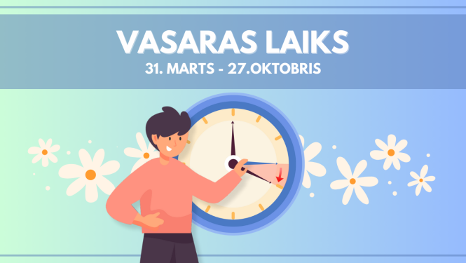 Plakāts par pāreju uz vasaras laiku Latvijā