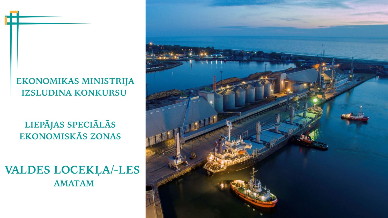 Liepājas ostas skats un informācija par vakanci