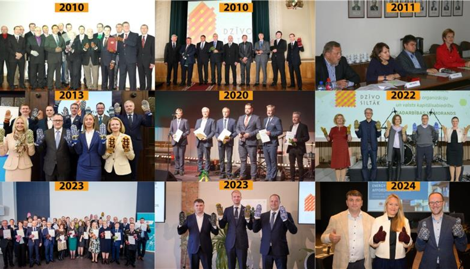 Bilžu kolāža ar Dzīvo siltāk Sadarbības memoranda parakstītājiem