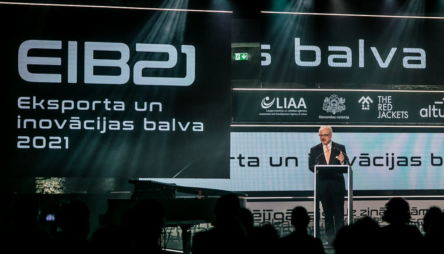 Latvijas Republikas prezidents Egils Levits uzrunā pasākuma dalībniekus