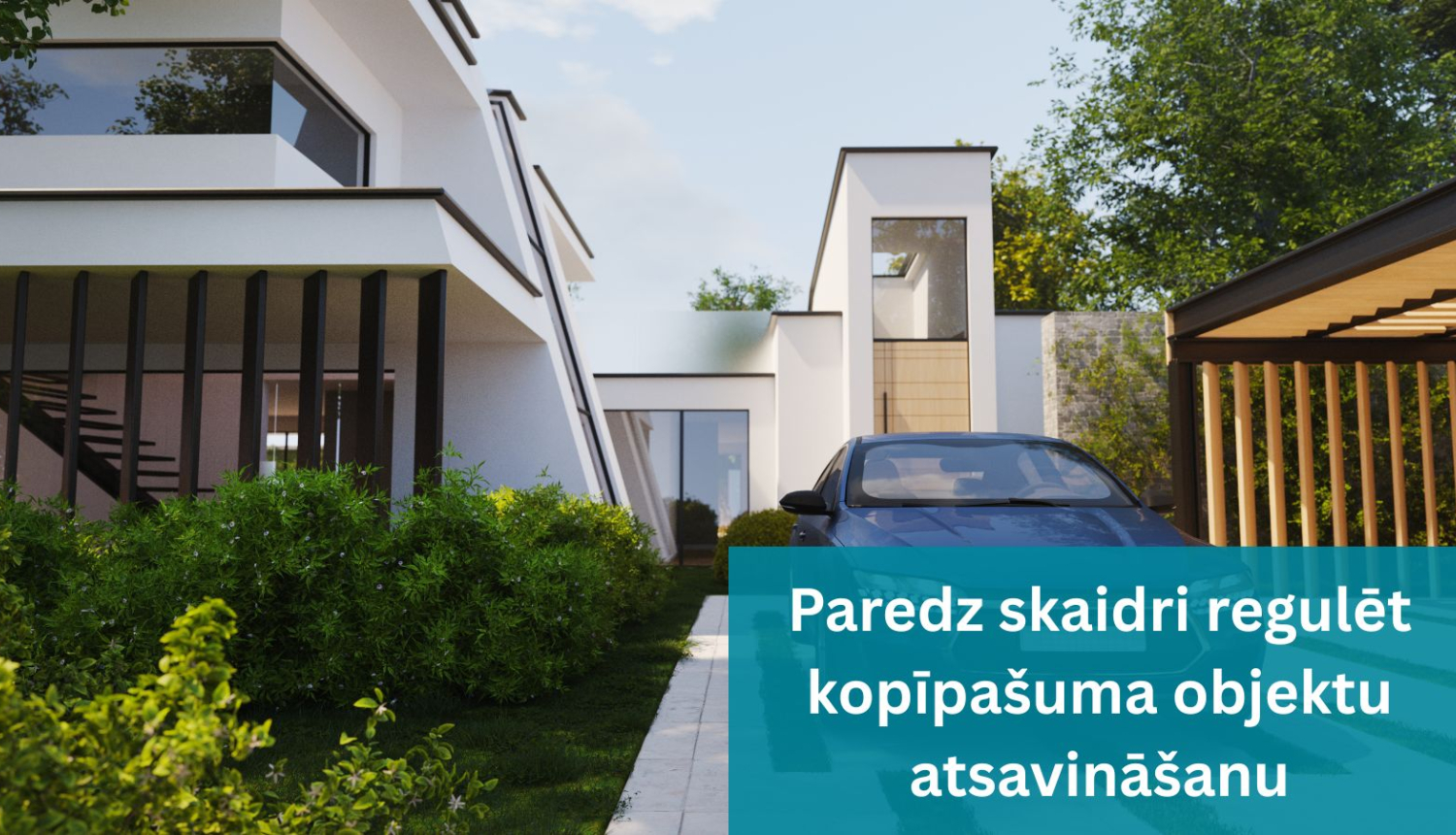 Mājas pagalms ar autostāvvietu