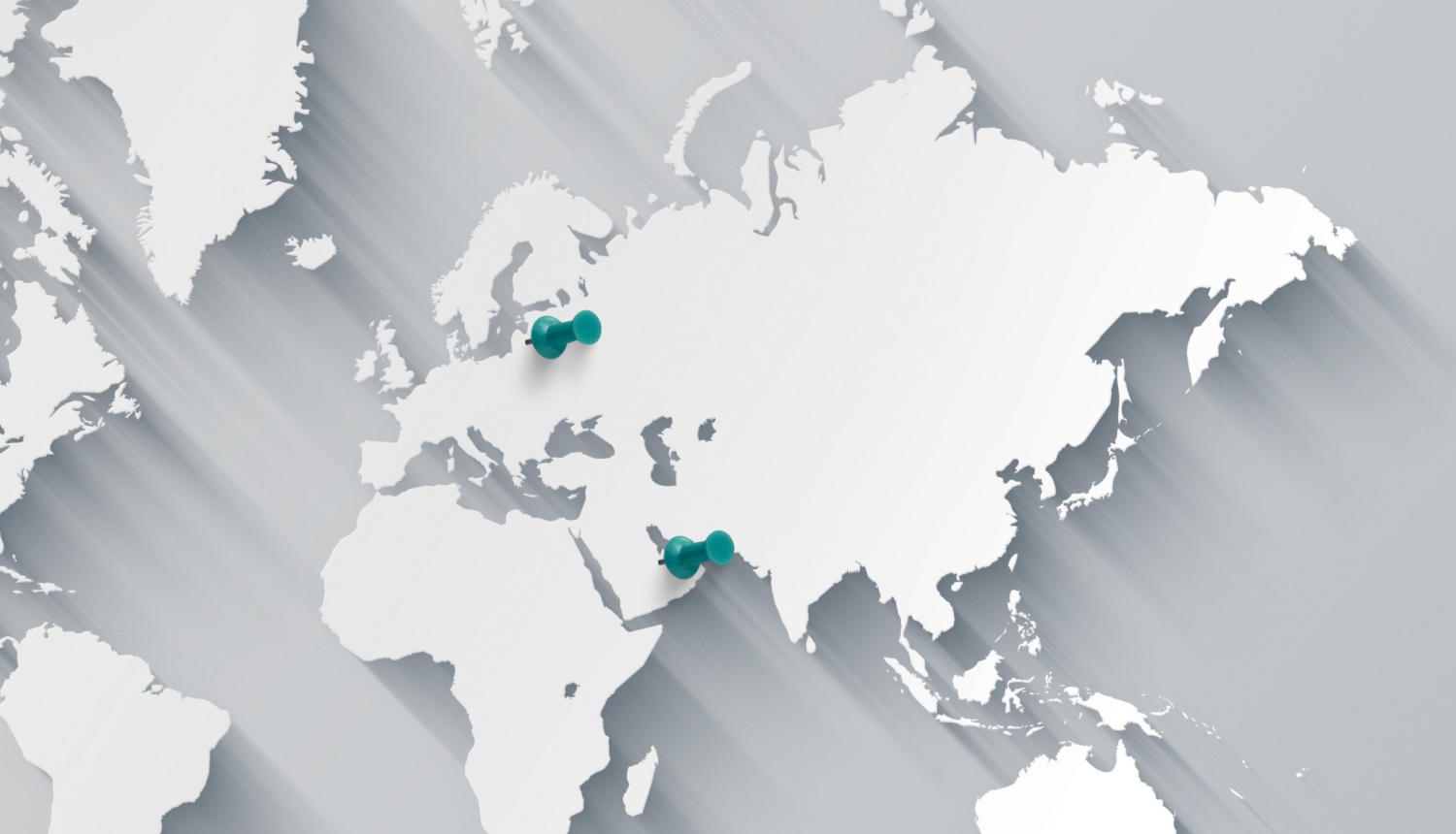 Pasaules karte - atzīmētas Katara - Latvija