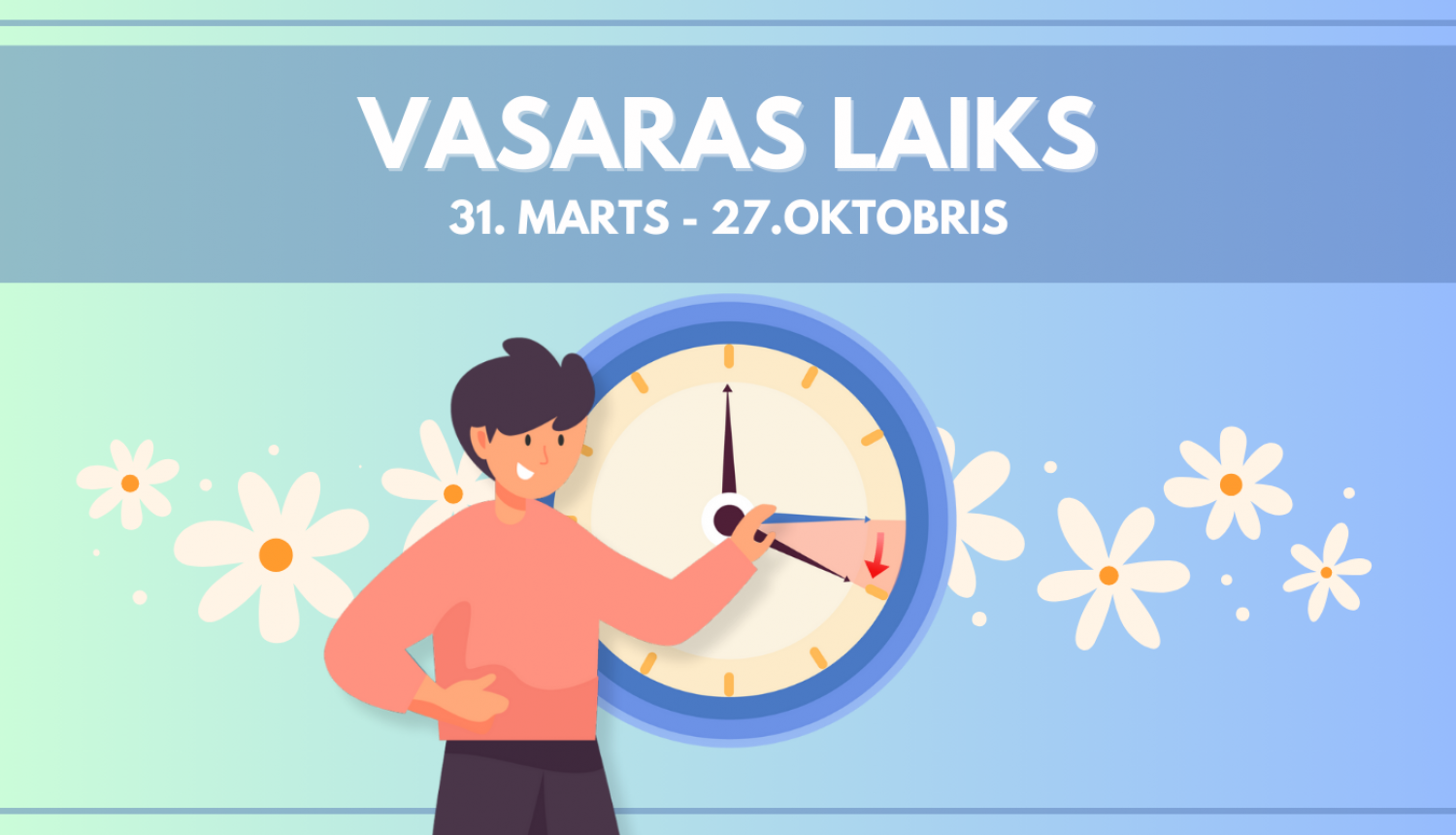 Plakāts par pāreju uz vasaras laiku Latvijā